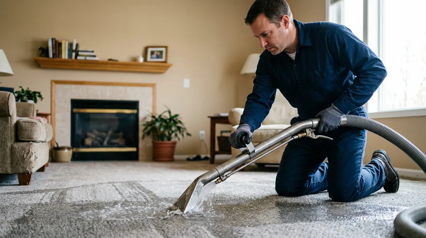 Water damage restoration technician working near Pike, NY